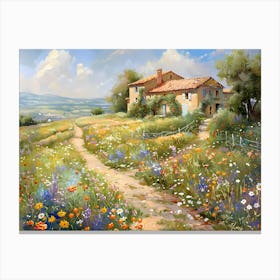 Country Side Flower Fields Canvas Print