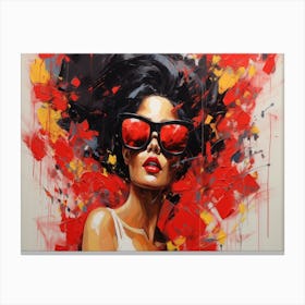 Woman In Red Sunglasses 13 Canvas Print