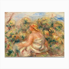 Woman With Hat In A Landscape(1918), Pierre Auguste Renoir Canvas Print
