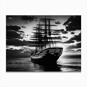 Black And White Ship Canvas Print