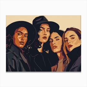 Four Women In Black Canvas Print