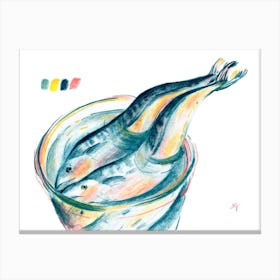 Mackerel Sea Fish Drawing Canvas Print