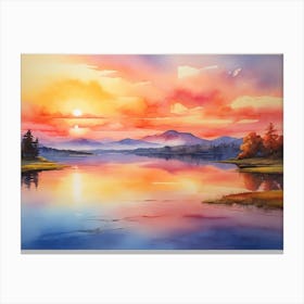 Sunset On Lake Canvas Print