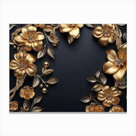 Gold Floral Frame 9 Canvas Print