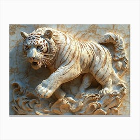 Tiger On Marble Canvas Print