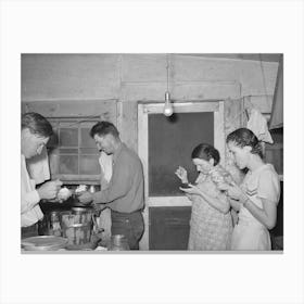 Farmers And Their Wives Eating Ice Cream, Pie Town, New Mexico By Russell Lee Canvas Print