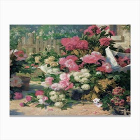 Peonies In The Garden Canvas Print