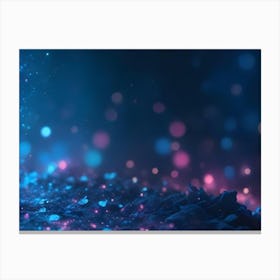 Magical Glowing Particles And Bokeh Lights Illuminating A Dark Forest Floor Canvas Print