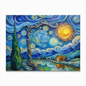 Van Gogh A Shining Mirror Reflecting A Dreamy Sw Canvas Print