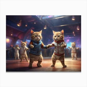 2leonardo Diffusion Xl Cats Dancing In A Space Club Digital Pai 1 Canvas Print
