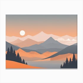 Misty mountains horizontal background in orange tone 162 Canvas Print