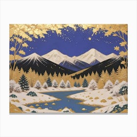 Snow-Kissed Peaks: A Winter Scene 2 Canvas Print