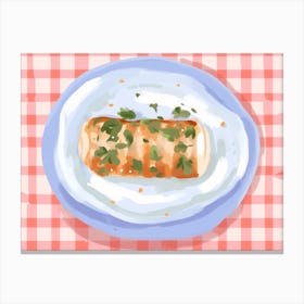 A Plate Of Canelloni, Top View Food Illustration, Landscape 2 Canvas Print