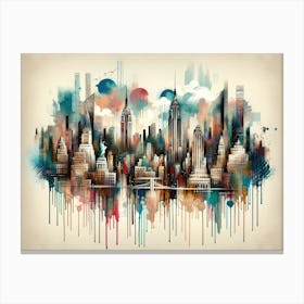 Watercolor New York Skyline Canvas Print