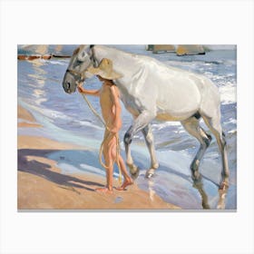 The Horse’s Bath, Joaquín Sorolla Canvas Print
