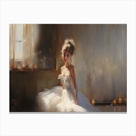 Portrait Of A Girl In A White Dress Canvas Print