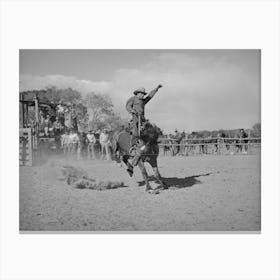 Quemado,New Mexico, Bronc Busting At The Rodeo By Russell Lee Canvas Print