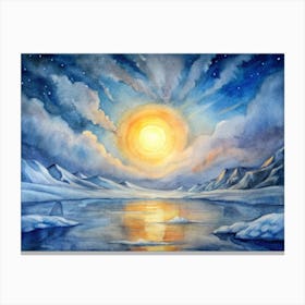 A Glowing Representation Of The Midnight Sun Over (1) Canvas Print