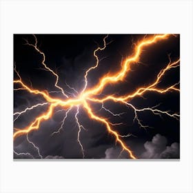 Realistic Lightning Storm In A Dark Cloudy Sky Canvas Print