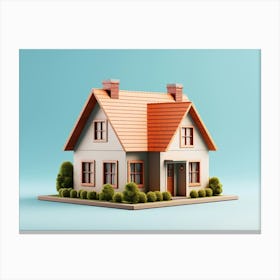 House On A Blue Background 1 Canvas Print