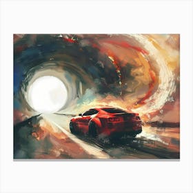 Red Car Driving Through A Tunnel Canvas Print