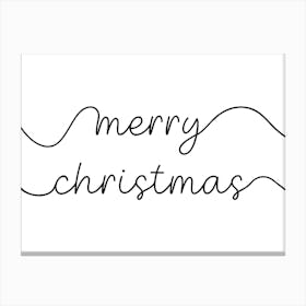 Merry Christmas Script Black and White 1 Canvas Print