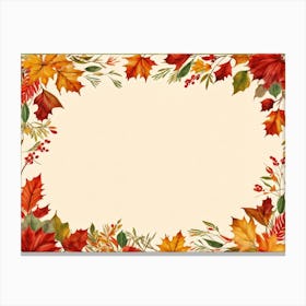 A Festive Thanksgiving Card Autum Leaves In Hues Of Burnt Orange Ripe Red Green And Sun Kissed Ye Canvas Print