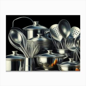 Kitchen Utensils painting in oil paint Canvas Print
