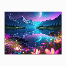 Night At The Lake Canvas Print