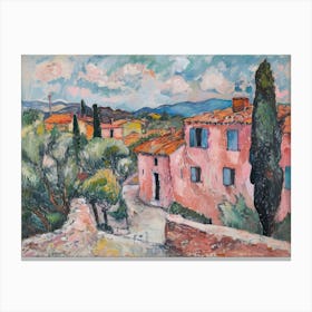 Pink Rustic Charm Painting Inspired By Paul Cezanne Canvas Print