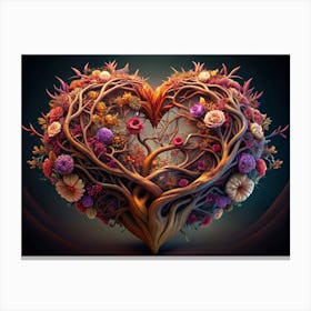 Heart Shaped Tree With Flowers 1 Canvas Print