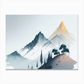 Mountain And Forest In Minimalist Watercolor Horizontal Composition 365 Canvas Print