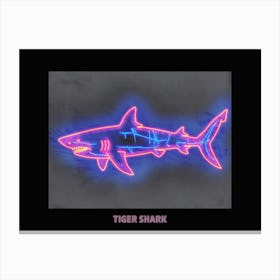 Neon Pink Tiger Shark Poster 1 Canvas Print