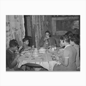 Pomp Hall, His Wife, And Five Children Eating Supper, Creek County, Oklahoma, See General Caption Number 23 By Canvas Print