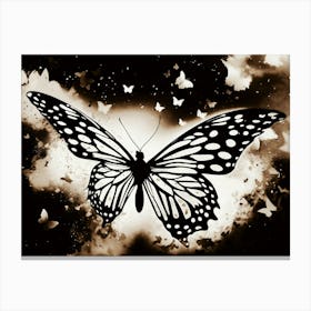 Butterfly In Black And White 2 Canvas Print