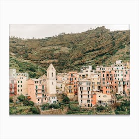Colorful Buildings In The Mountains Of Cinque Terre In Italy Canvas Print