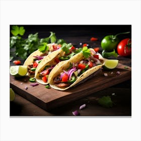 Tacos On A Wooden Board 7 Canvas Print