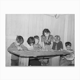 Six Children Of Carpenter From Hobbs, New Mexico, Reading The Funny Papers, This Family Of Eight Are Living In Two Canvas Print