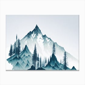 Mountain And Forest In Minimalist Watercolor Horizontal Composition 331 Canvas Print
