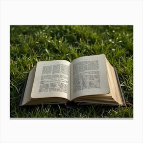 Open Book In The Grass Canvas Print