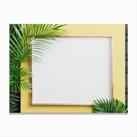 Blank Frame On Yellow Wall Canvas Print