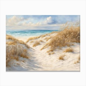 Beautiful Beach With Sand Dunes And Sea Oats Canvas Print