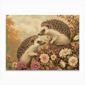 Floral Animal Illustration Hedgehog 5 Canvas Print