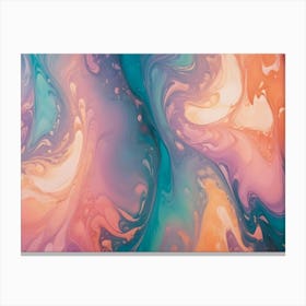 Abstract Image Of Swirling, Iridescent Colors In Shades Of Blue, Teal, Purple, Orange, And Yellow 3 Canvas Print