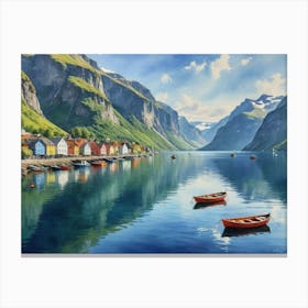 Blue Reflections: The Mountain Lake Fjords Canvas Print