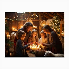 Family At Christmas Canvas Print