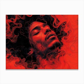 Glowing Enigma: Darkly Romantic 3D Portrait: Jimi Hendrix Canvas Print
