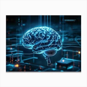 A Cybernetic Brain Illustration Abstractly Representing Human Emotion And Neural Connections Embed (3) Canvas Print