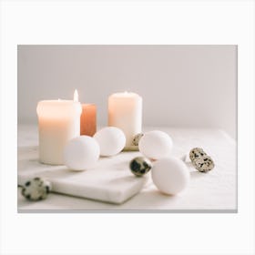 Easter Eggs And Candles Canvas Print