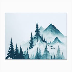Mountain And Forest In Minimalist Watercolor Horizontal Composition 73 Canvas Print